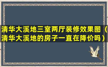 清华大溪地三室两厅装修效果图（清华大溪地的房子一直在降价吗）