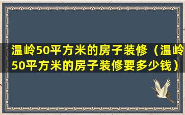 温岭50平方米的房子装修（温岭50平方米的房子装修要多少钱）