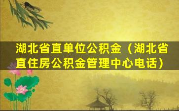 湖北省直单位公积金（湖北省直住房公积金管理中心电话）