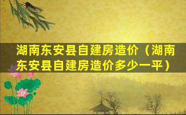 湖南东安县自建房造价（湖南东安县自建房造价多少一平）