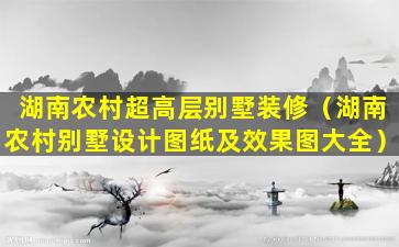 湖南农村超高层别墅装修（湖南农村别墅设计图纸及效果图大全）