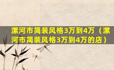 漯河市简装风格3万到4万（漯河市简装风格3万到4万的店）