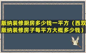 版纳装修厨房多少钱一平方（西双版纳装修房子每平方大概多少钱）