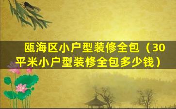 瓯海区小户型装修全包（30平米小户型装修全包多少钱）