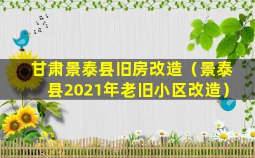 甘肃景泰县旧房改造（景泰县2021年老旧小区改造）