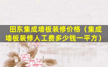 田东集成墙板装修价格（集成墙板装修人工费多少钱一平方）