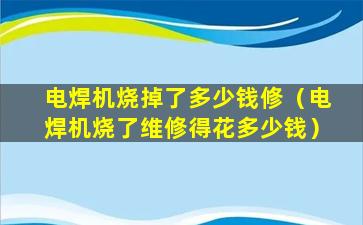 电焊机烧掉了多少钱修（电焊机烧了维修得花多少钱）