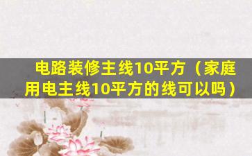 电路装修主线10平方（家庭用电主线10平方的线可以吗）