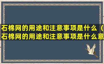 石棉网的用途和注意事项是什么（石棉网的用途和注意事项是什么意思）