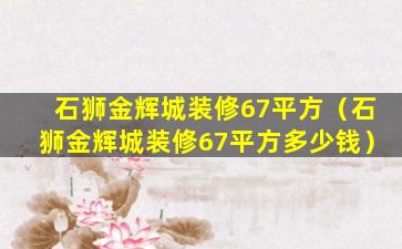 石狮金辉城装修67平方（石狮金辉城装修67平方多少钱）