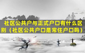 社区公共户与正式户口有什么区别（社区公共户口是常住户口吗）