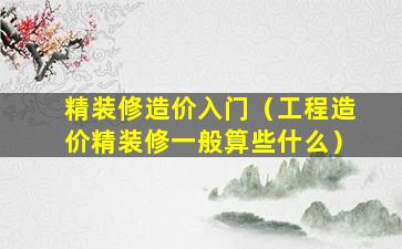 精装修造价入门（工程造价精装修一般算些什么）