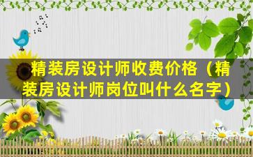 精装房设计师收费价格（精装房设计师岗位叫什么名字）