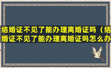 结婚证不见了能办理离婚证吗（结婚证不见了能办理离婚证吗怎么办）