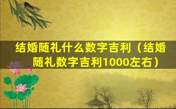 结婚随礼什么数字吉利（结婚随礼数字吉利1000左右）