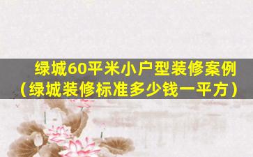 绿城60平米小户型装修案例（绿城装修标准多少钱一平方）