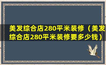 美发综合店280平米装修（美发综合店280平米装修要多少钱）