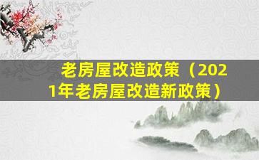 老房屋改造政策（2021年老房屋改造新政策）