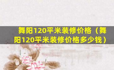 舞阳120平米装修价格（舞阳120平米装修价格多少钱）