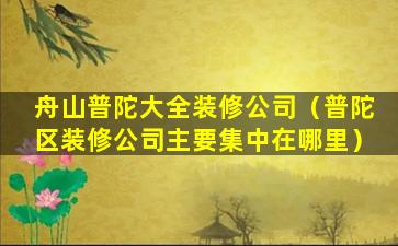 舟山普陀大全装修公司（普陀区装修公司主要集中在哪里）