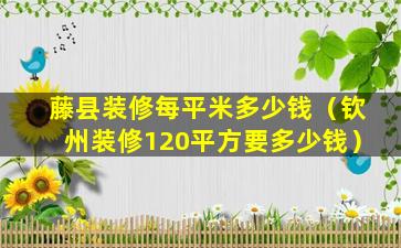 藤县装修每平米多少钱（钦州装修120平方要多少钱）