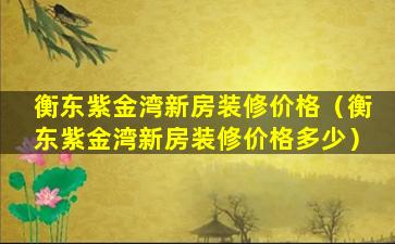 衡东紫金湾新房装修价格（衡东紫金湾新房装修价格多少）