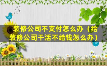 装修公司不支付怎么办（给装修公司干活不给钱怎么办）