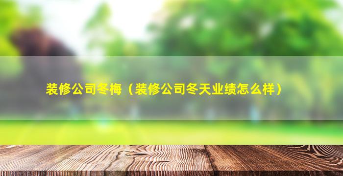 装修公司冬梅（装修公司冬天业绩怎么样）