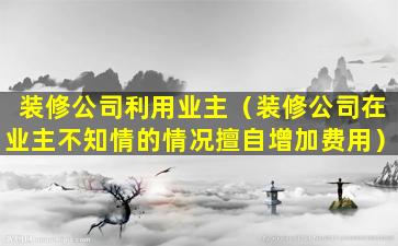 装修公司利用业主（装修公司在业主不知情的情况擅自增加费用）