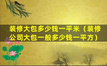 装修大包多少钱一平米（装修公司大包一般多少钱一平方）