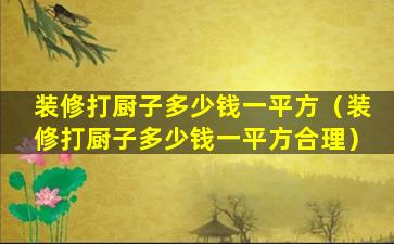 装修打厨子多少钱一平方（装修打厨子多少钱一平方合理）