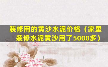 装修用的黄沙水泥价格（家里装修水泥黄沙用了5000多）