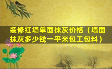 装修红墙单面抹灰价格（墙面抹灰多少钱一平米包工包料）