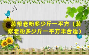 装修老粉多少斤一平方（装修老粉多少斤一平方米合适）