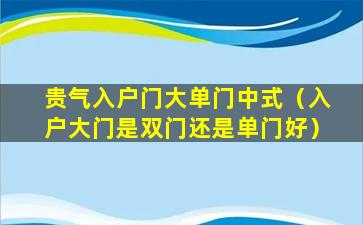 贵气入户门大单门中式（入户大门是双门还是单门好）