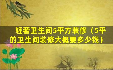 轻奢卫生间5平方装修（5平的卫生间装修大概要多少钱）