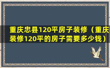 重庆忠县120平房子装修（重庆装修120平的房子需要多少钱）