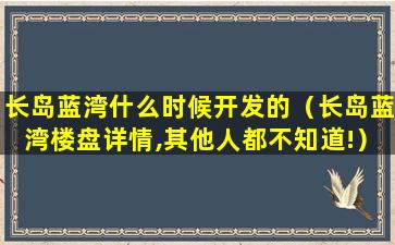 长岛蓝湾什么时候开发的（长岛蓝湾楼盘详情,其他人都不知道!）