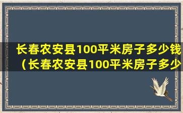 长春农安县100平米房子多少钱（长春农安县100平米房子多少钱一套）