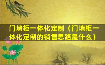 门墙柜一体化定制（门墙柜一体化定制的销售思路是什么）