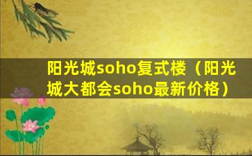 阳光城soho复式楼（阳光城大都会soho最新价格）