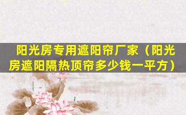 阳光房专用遮阳帘厂家（阳光房遮阳隔热顶帘多少钱一平方）