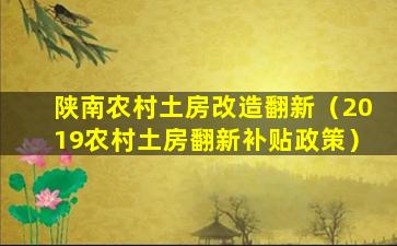 陕南农村土房改造翻新（2019农村土房翻新补贴政策）