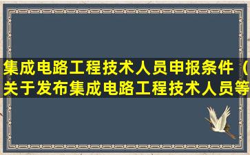 集成电路工程技术人员申报条件（关于发布集成电路工程技术人员等职业信息的通知）