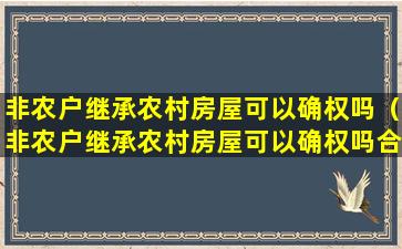 非农户继承农村房屋可以确权吗（非农户继承农村房屋可以确权吗合法吗）