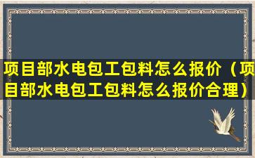 项目部水电包工包料怎么报价（项目部水电包工包料怎么报价合理）