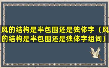 风的结构是半包围还是独体字（风的结构是半包围还是独体字组词）