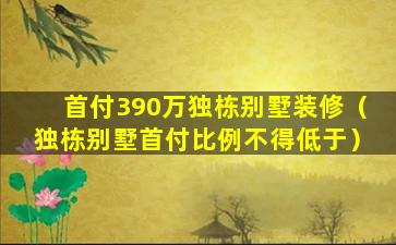 首付390万独栋别墅装修（独栋别墅首付比例不得低于）