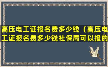 高压电工证报名费多少钱（高压电工证报名费多少钱社保局可以报的吗）