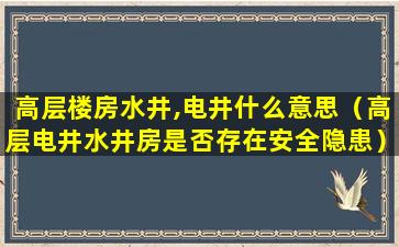 高层楼房水井,电井什么意思（高层电井水井房是否存在安全隐患）